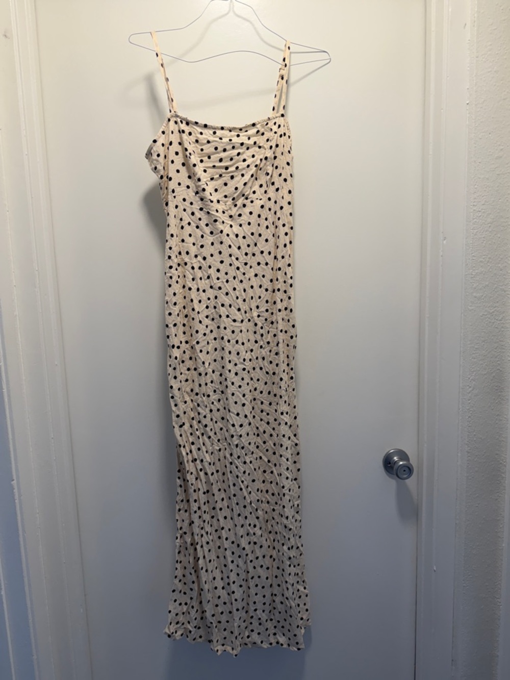 Topshop Cream Slip Dress with Black Polka Dots
